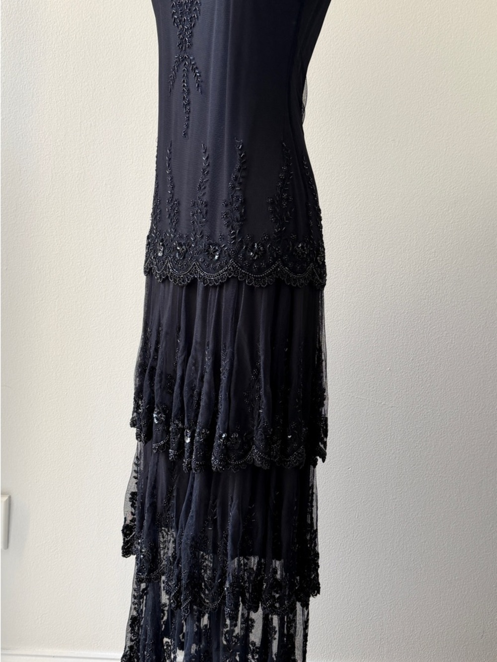 Vintage Elegant Black Beaded Sleeveless Dress - Picture 6 of 16